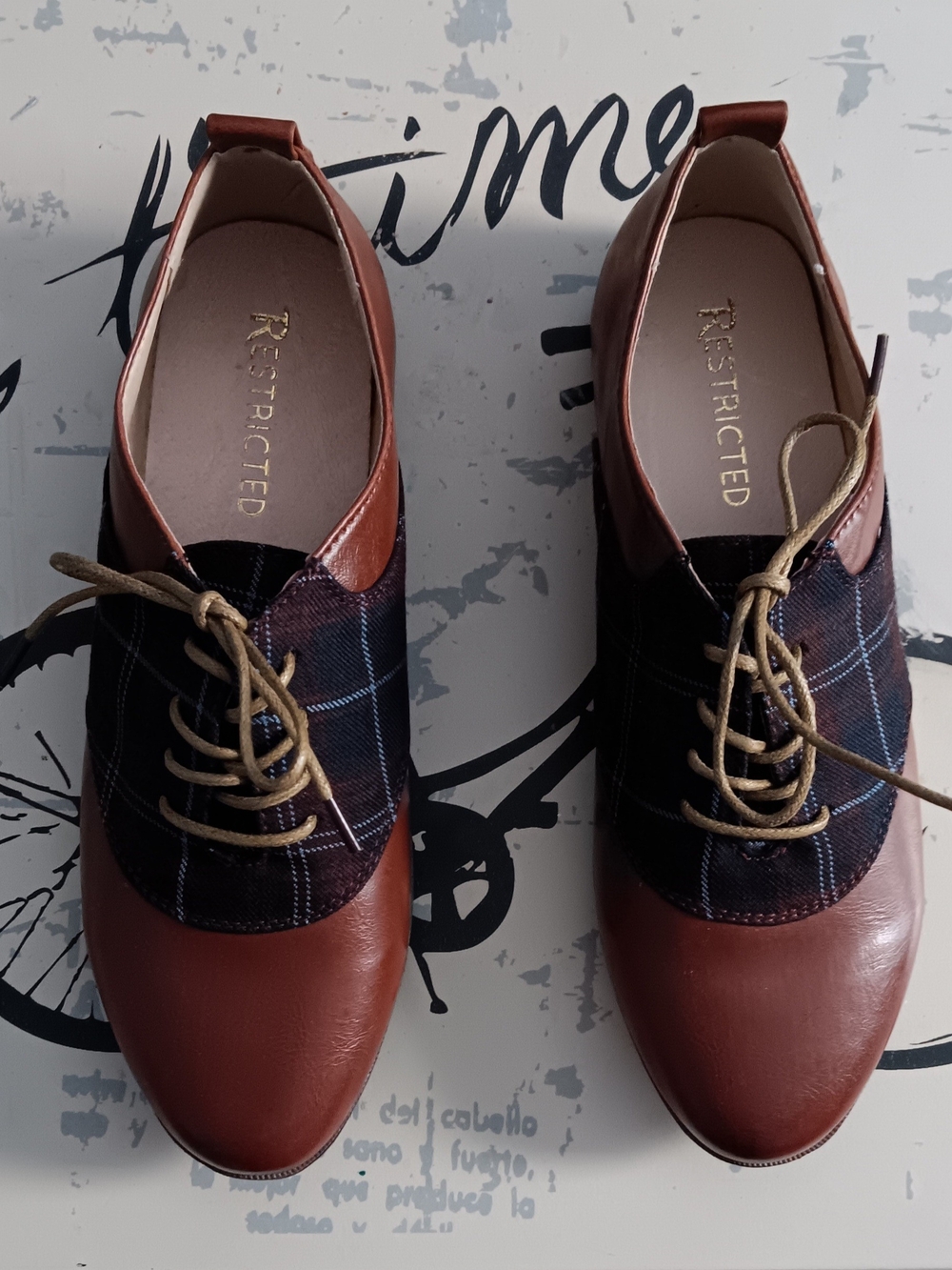 Restricted Mod Cloth Brown & Navy Plaid Women's Oxfords